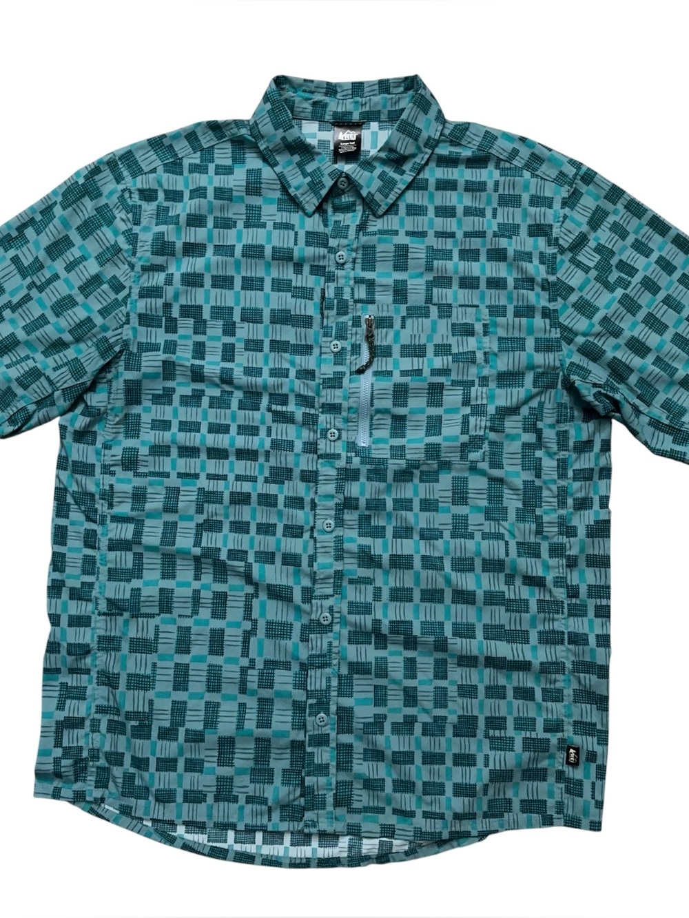 REI Co-Op Trailmade Shirt Mens L Tall Short Sleeve Hiking Outdoor Plaid Green